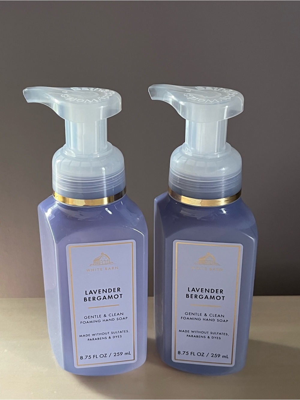 Two Bath & Body Works Lavender Bergamot Foaming Hand Soaps
